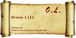 Orova Lili névjegykártya